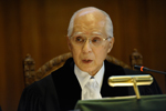 The President of the International Court of Justice, Judge Hisashi Owada, at the opening of the public hearings of the International Court of Justice in the case concerning Application of the International Convention on the Elimination of All Forms of Racial Discrimination (Georgia v. Russian Federation) , Preliminary Objections, on Friday 1 April 2011. 