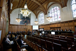 View of the Great Hall of Justice of the Peace Palace during the reading of the Judgment of the Court, on 4 May 2011, on the application for permission to intervene filed by Honduras in the case concerning the Territorial and Maritime Dispute (Nicaragua v. Colombia).