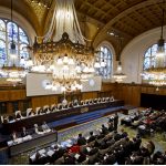 The Great Hall of Justice of the Peace Palace pictured on 15 April 2013, the opening day of the hearings on the Request for Interpretation of the Judgment of 15 June 1962 in the Case concerning the Temple of Preah Vihear (Cambodia v. Thailand) (Cambodia v. Thailand) (Merits), under the presidency of H.E. Judge Peter Tomka (Slovakia).