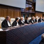 Trois nouveaux membres de la Cour internationale de Justice (CIJ) prêtent serment le 6 février 2015 - Séance publique - Vue des juges de la Cour internationale de Justice (CIJ).