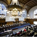 View of the ICJ Courtroom (the Great Hall of Justice) at the opening of the hearings in the case concerning Certain Activities carried out by Nicaragua in the Border Area (Costa Rica v. Nicaragua) and in the case concerning the Construction of a Road in Costa Rica along the San Juan River (Nicaragua v. Costa Rica).