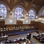 View of the ICJ Courtroom (the Great Hall of Justice) at the opening of the hearings in the case concerning the Obligation to Negotiate Access to the Pacific Ocean (Bolivia v. Chile), on Monday 4 May 2015, at the Peace Palace in The Hague, the seat of the Court. The hearings concern solely the preliminary objection to jurisdiction raised by Chile.