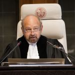 ICJ President, H.E. Judge Ronny Abraham, at the opening of hearings in the case concerning the Obligation to Negotiate Access to the Pacific Ocean (Bolivia v. Chile), on Monday 4 May 2015, at the Peace Palace in The Hague, the seat of the Court. The hearings concern solely the preliminary objection to jurisdiction raised by Chile. 