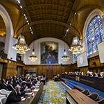 Vue de la salle d’audience de la CIJ, le 2 février 2018 (lecture de l’arrêt de la Cour) 