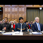 Members of the delegation of Bolivia on the opening day of the hearings
