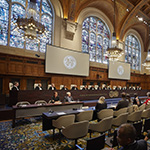Vue de la salle d’audience de la CIJ, le 6 juin 2018 (lecture de l’arrêt de la Cour)