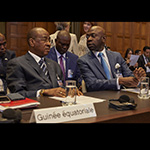 L’agent de la Guinée équatoriale, S. Exc. M. Carmelo Nvono Nca, le 6 juin 2018 (lecture de l’arrêt de la Cour)