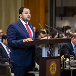 The Agent of Qatar, Dr. Mohammed Abdulaziz Al-Khulaifi, on the opening day of the hearings