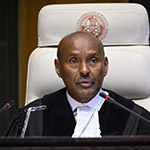 Le président de la Cour, S. Exc. M. le juge Abdulqawi Ahmed Yusuf, le 13 février 2019 (lecture de l’arrêt de la Cour)