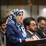 L’agent des Emirats arabes unis, S. Exc. Mme Hissa Abdullah Ahmed Al-Otaiba, à l’ouverture des audiences