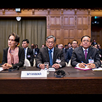 Members of the Delegation of Myanmar on the first day of the hearings 