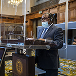 The Agent of the Democratic Republic of the Congo, Mr. Paul-Crispin Kakhozi, on the first day of the hearings 