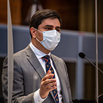 The Agent of Armenia, H.E. Mr. Yeghishe Kirakosyan, Representative of the Republic of Armenia before the European Court of Human Rights, on the first day of the hearings 