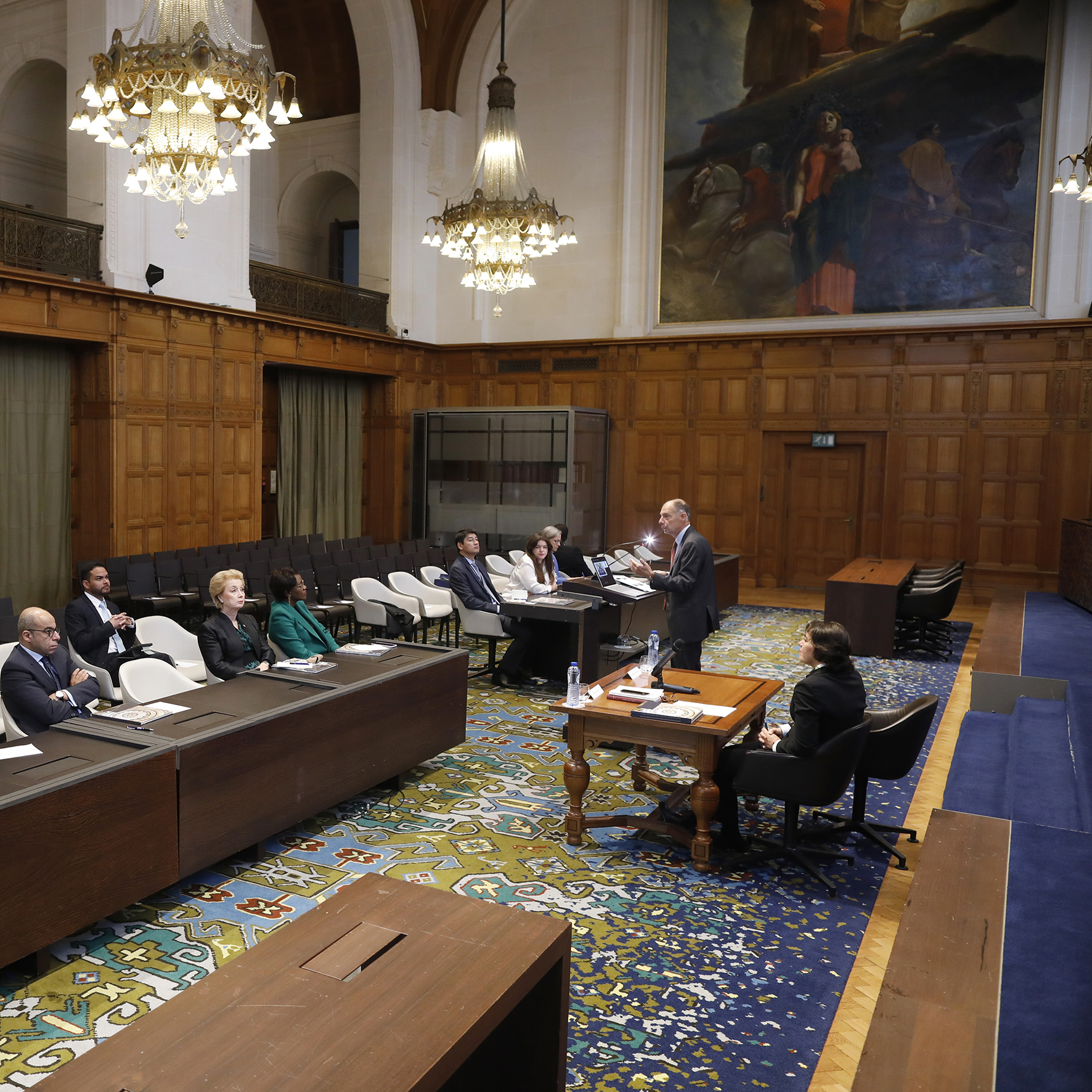 The diplomatic representatives attend an information session on the activities of the International Court of Justice 