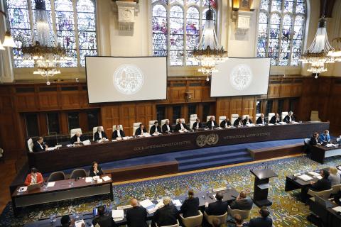 View of the ICJ courtroom on the opening day of the hearings. 