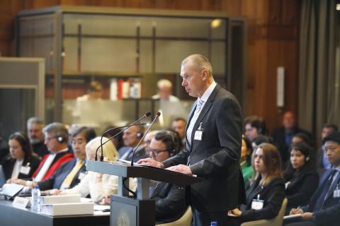 HE Mr Alexander Shulgin, Ambassador of the Russian Federation to the Kingdom of the Netherlands, Agent of the Russian Federation, at the opening of Russian Federation’s first round of oral argument