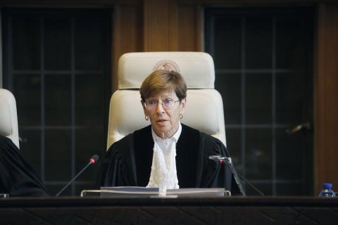 HE Judge Joan E. Donoghue, President of the Court on the opening day of the hearings.