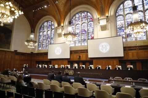 View of the ICJ courtroom in the case concerning Application of the International Convention on the Elimination of All Forms of Racial Discrimination (Azerbaijan v. Armenia)