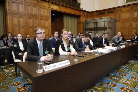 Members of the delegation of the Russian Federation, on the second day of the hearings.