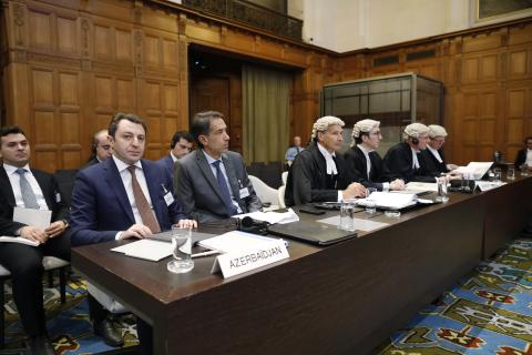 Members of the Delegation of Azerbaijan at the opening of the hearings