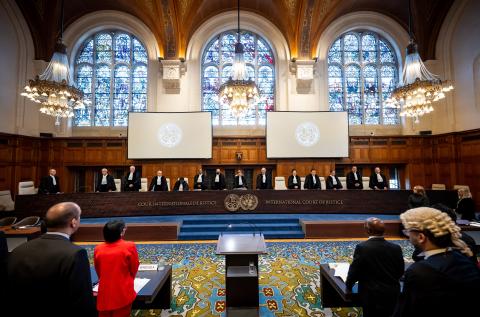 Members of the Court on the opening day of the hearings