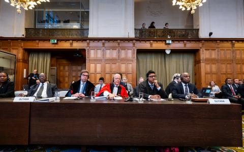 Members of the Delegation of Guyana at the start of the hearings