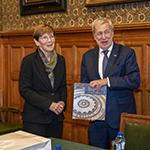 Exchange of gifts between HE Mr Alberto van Klaveren Stork, Minister of Foreign Affairs of Chile, and HE Judge Joan E. Donoghue, President of the Court