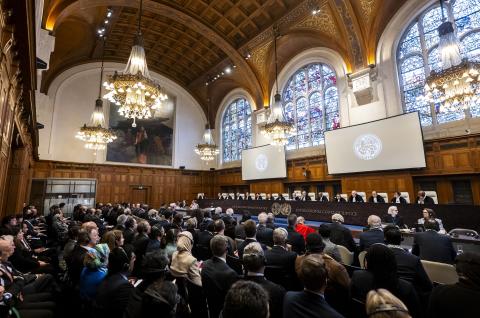 View of the ICJ courtroom at the start of the hearings 