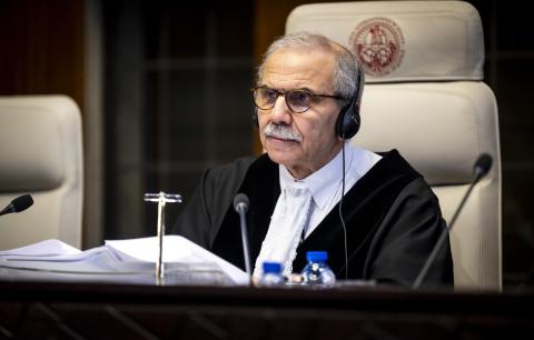 The President of the Court, HE Judge Nawaf Salam, at the start of the hearings