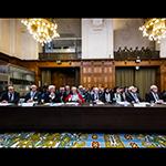 Members of the delegation of the State of Palestine at the start of the hearings 