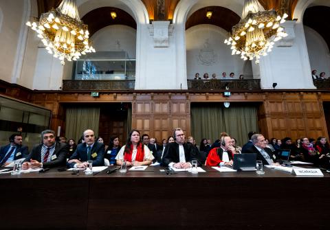 Members of the Delegation of Nicaragua, at the opening of the hearings