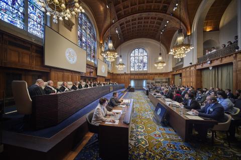 View of the ICJ courtroom at the start of the hearings 