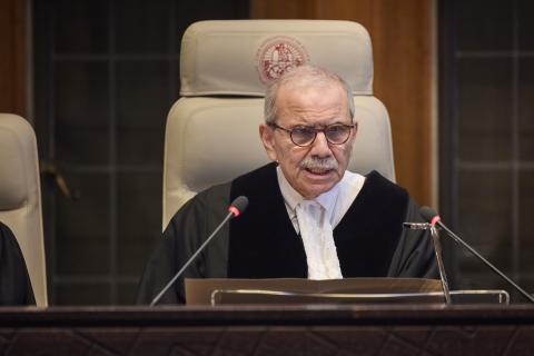 The President of the Court, HE Judge Nawaf Salam, at the start of the hearings 