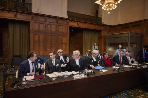 Members of the Delegation of Azerbaijan at the opening of the hearings 