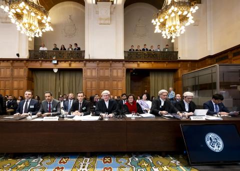 Members of delegation of Azerbaijan on the second day of hearings