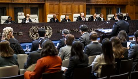 View of the ICJ courtroom at the start of the hearings 