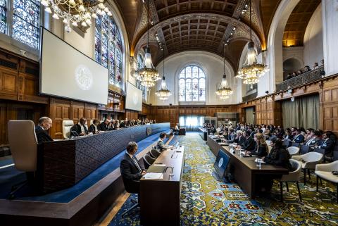 View of the ICJ courtroom at the start of the hearings