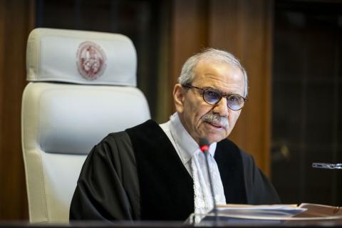 The President of the Court, HE Judge Nawaf Salam, at the start of the hearings