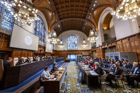 View of the ICJ courtroom at the start of the hearings 