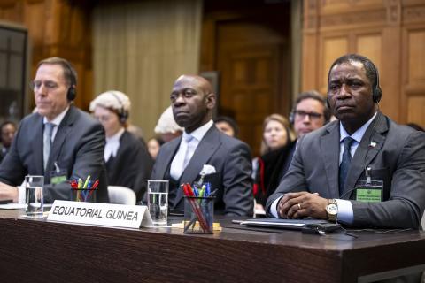 Members of the Delegation of Equatorial Guinea at the opening of the hearings 