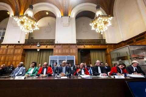 Members of the Delegation of Gabon at the start of the hearings 