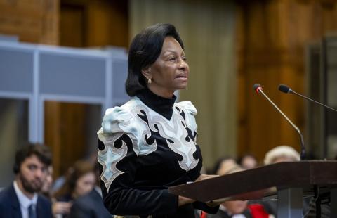 The Agent of Gabon, HE Ms Marie-Madeleine Mborantsuo, on the second day of the hearings