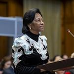 The Agent of Gabon, HE Ms Marie-Madeleine Mborantsuo, on the second day of the hearings