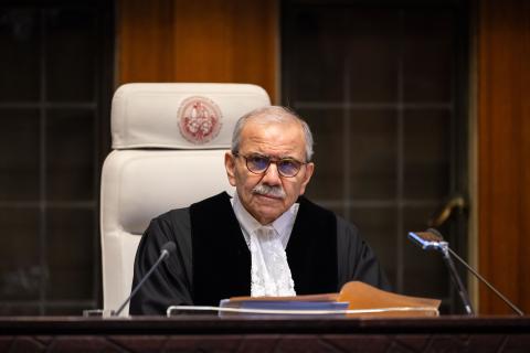 The President of the Court, HE Judge Nawaf Salam, at the start of the hearings