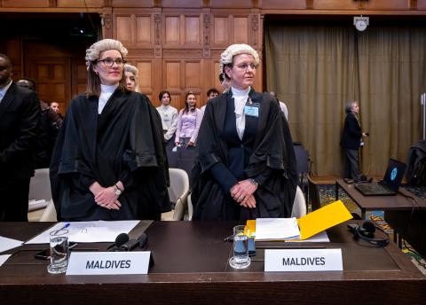 Members of the Delegation of Maldives Photograph: UN Photo/ICJ-CIJ/Frank van Beek. Courtesy of the ICJ.