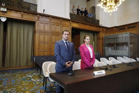 Members of the Delegation of Armenia at the start of the public sitting 