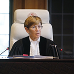 HE Judge Joan E. Donoghue, President of the Court, on the opening day of the hearings.